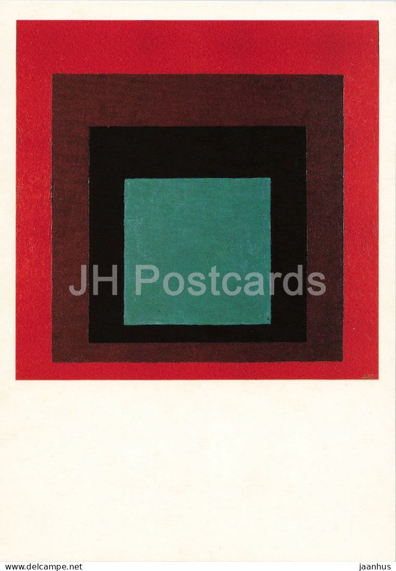 painting by Josef Albers - Tempered Ardor Homage to the Square - German American art - 1993 - Germany - used - JH Postcards