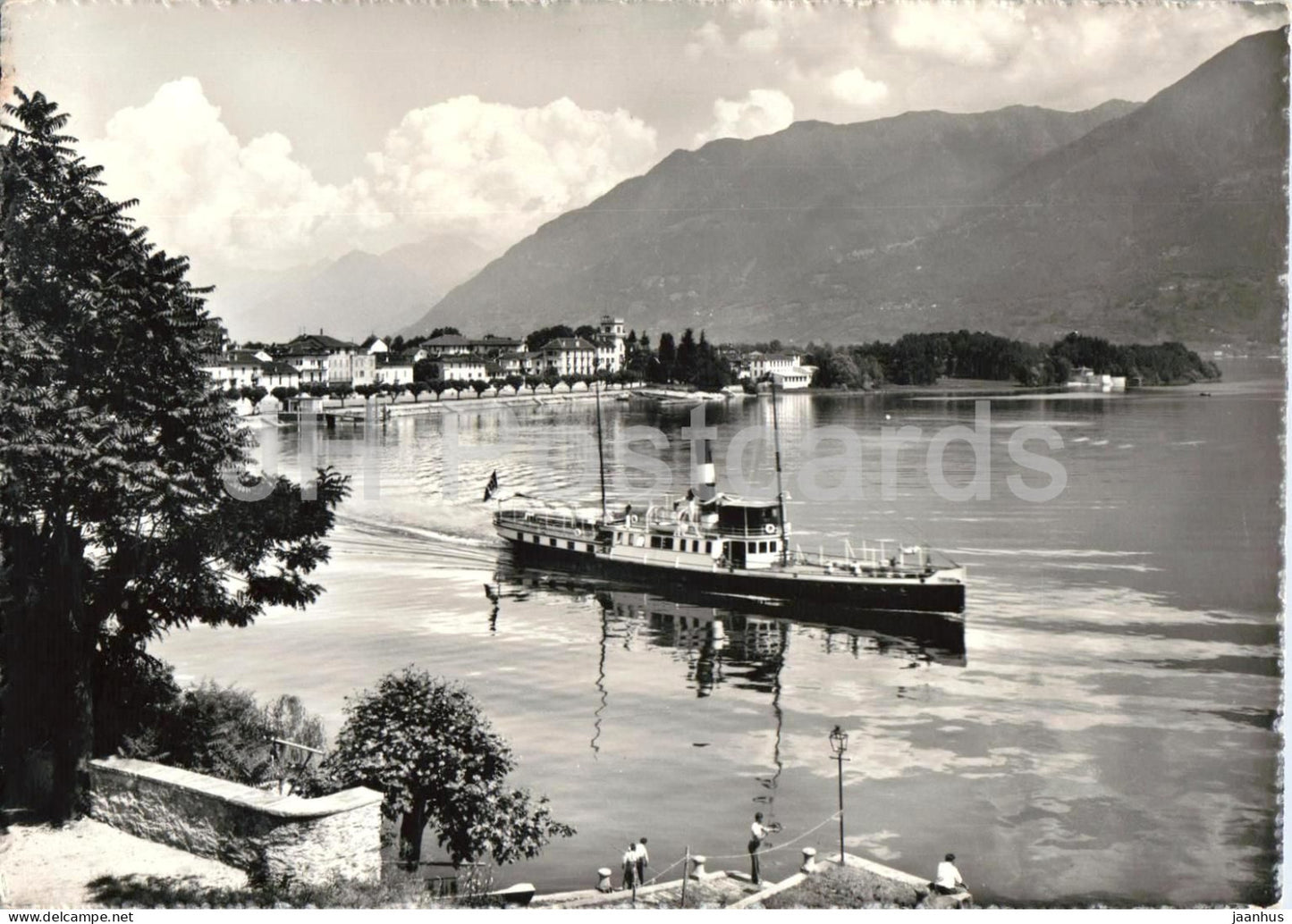 Ascona - Lago Maggiore - lake steamer - boat - Alps - mountains - Ticino - 57 - old postcard - Switzerland - unused - JH Postcards