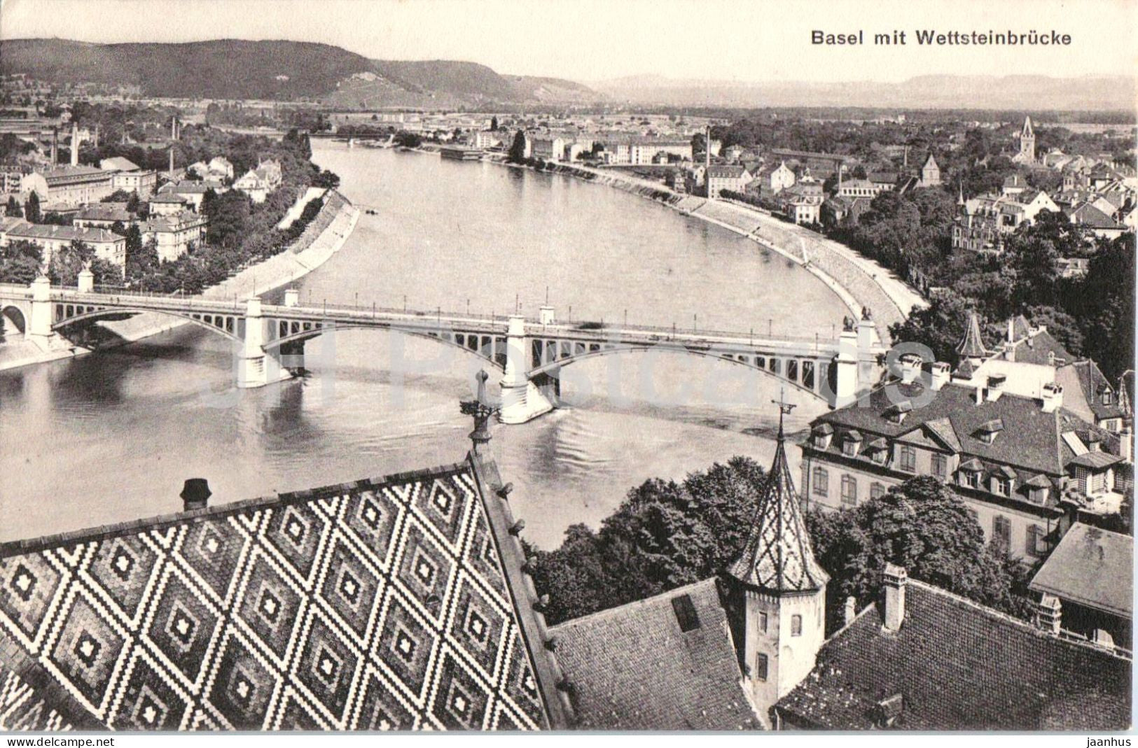 Basel mit Wettsteinbrucke - bridge - 2540 - old postcard - Switzerland - unused - JH Postcards