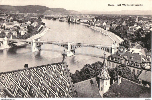 Basel mit Wettsteinbrucke - bridge - 2540 - old postcard - Switzerland - unused - JH Postcards