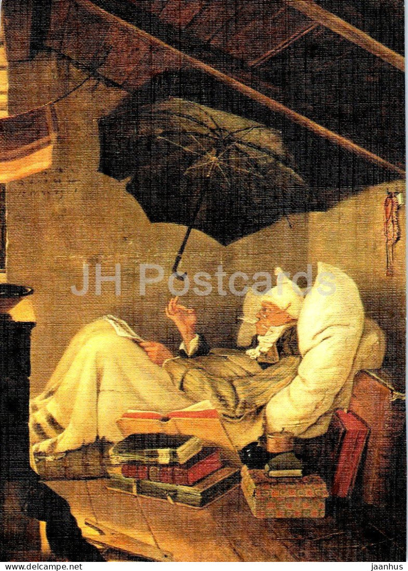 painting by Carl Spitzweg - The Poor Poet - Der arme Poet - German art - Germany - unused - JH Postcards