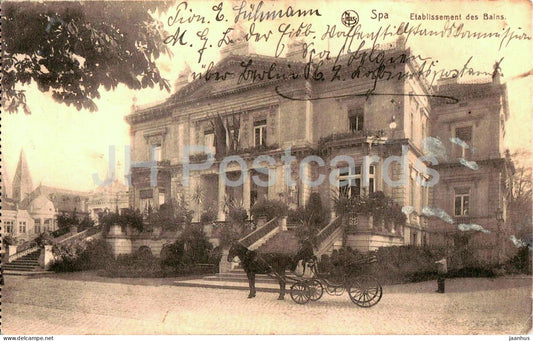 Spa - Etablissement des Bains - bathhouse - Feldpost - Briefstempel - old postcard - 1918 - Belgium - used - JH Postcards