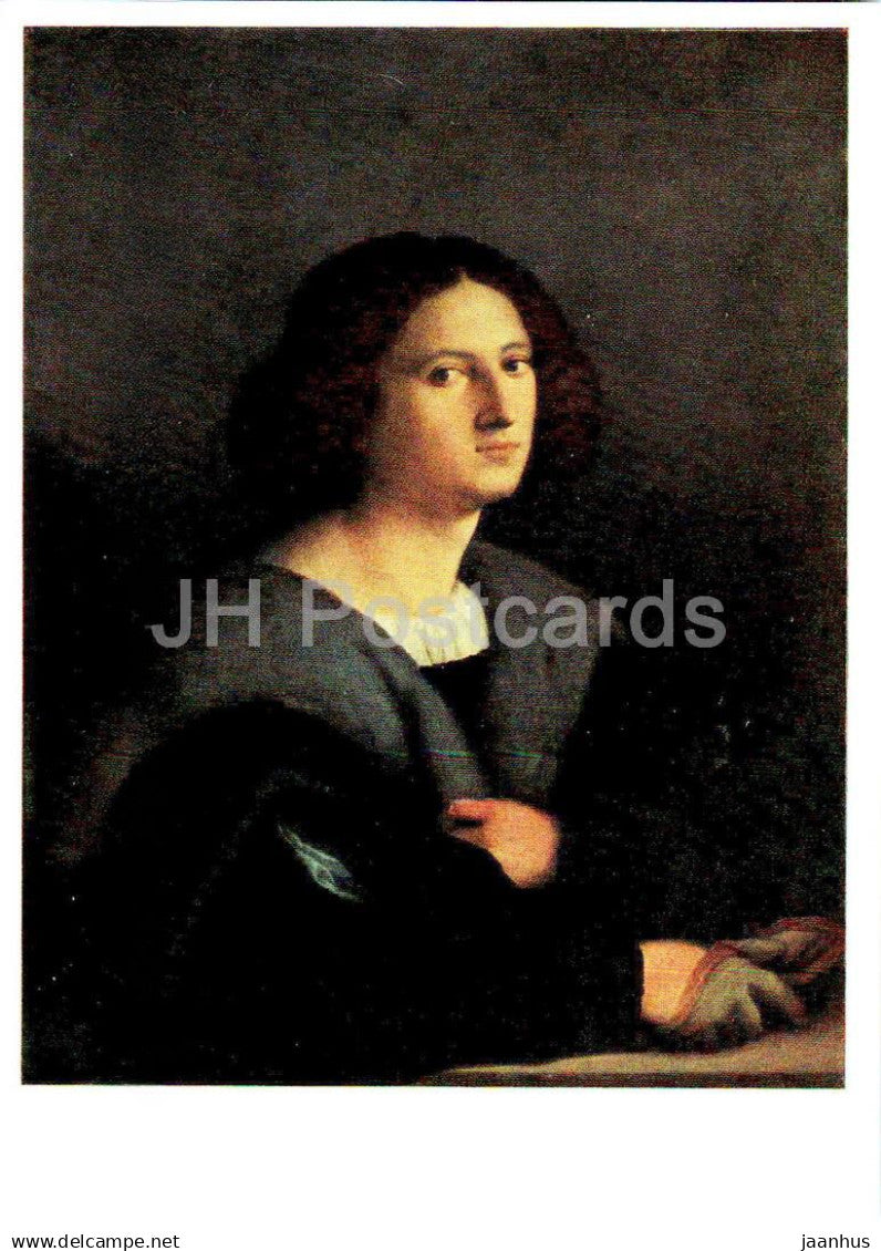 painting by Jacopo Palma Palma Vecchio - Portrait of a Man - Italian art - Russia USSR - unused - JH Postcards