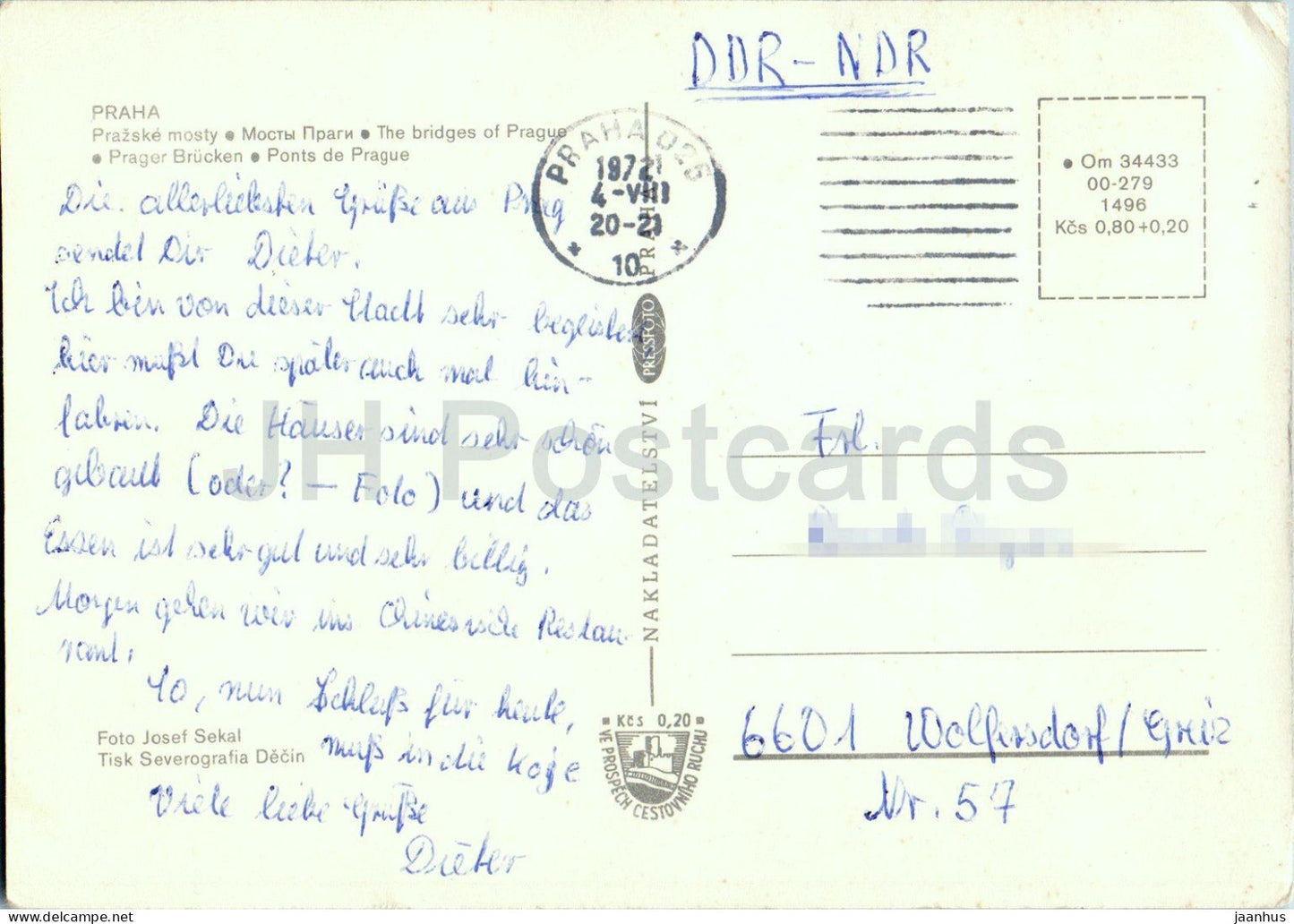 Praha - Prag - Prager Brücken - Brücken von Prag - Brücke - 1972 - Tschechische Republik - Tschechoslowakei - gebraucht