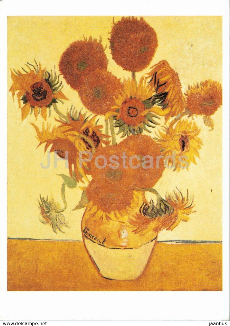 painting by Vincent van Gogh - Sunflowers - flowers - Dutch art - DP65 - 1989 - England - United Kingdom - used - JH Postcards