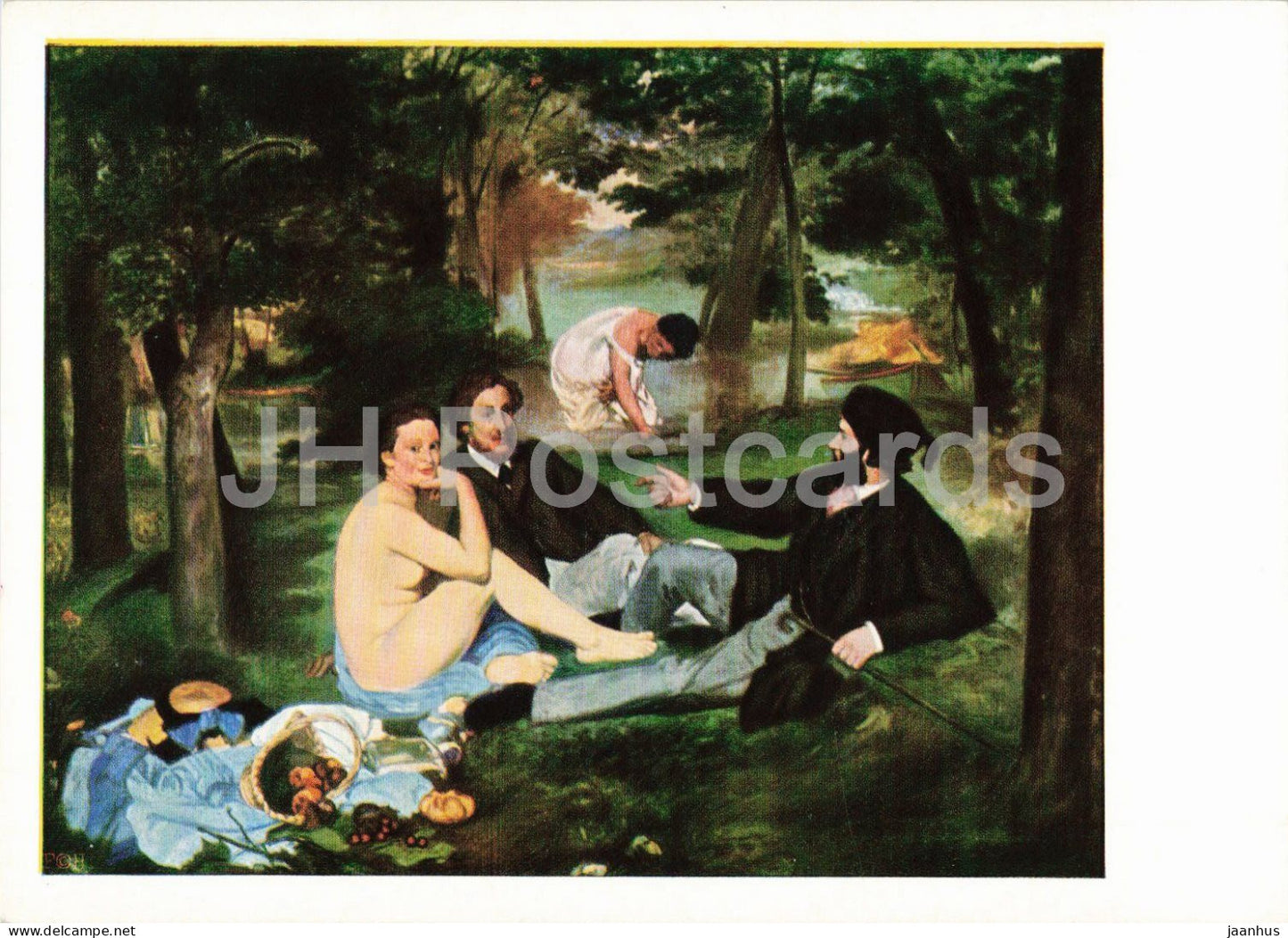 painting by Edouard Manet - The Luncheon on the Grass - Fruhstuck im Ferien - French art - 30 - Germany - unused - JH Postcards