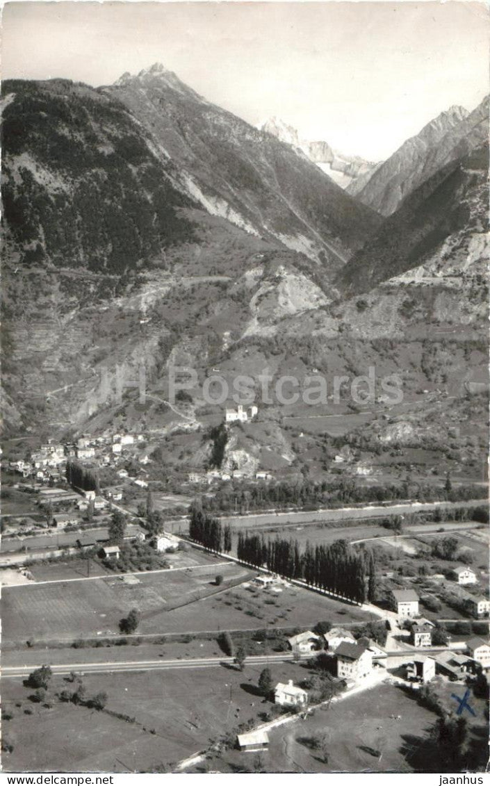Turtig u Raron Bletschhorn - alpine valley - Alps - mountains - 8688 - old postcard - 1954 - Switzerland - used - JH Postcards