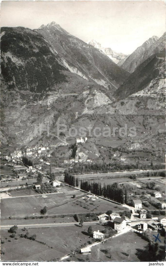 Turtig u Raron Bletschhorn - alpine valley - Alps - mountains - 8688 - old postcard - 1954 - Switzerland - used - JH Postcards