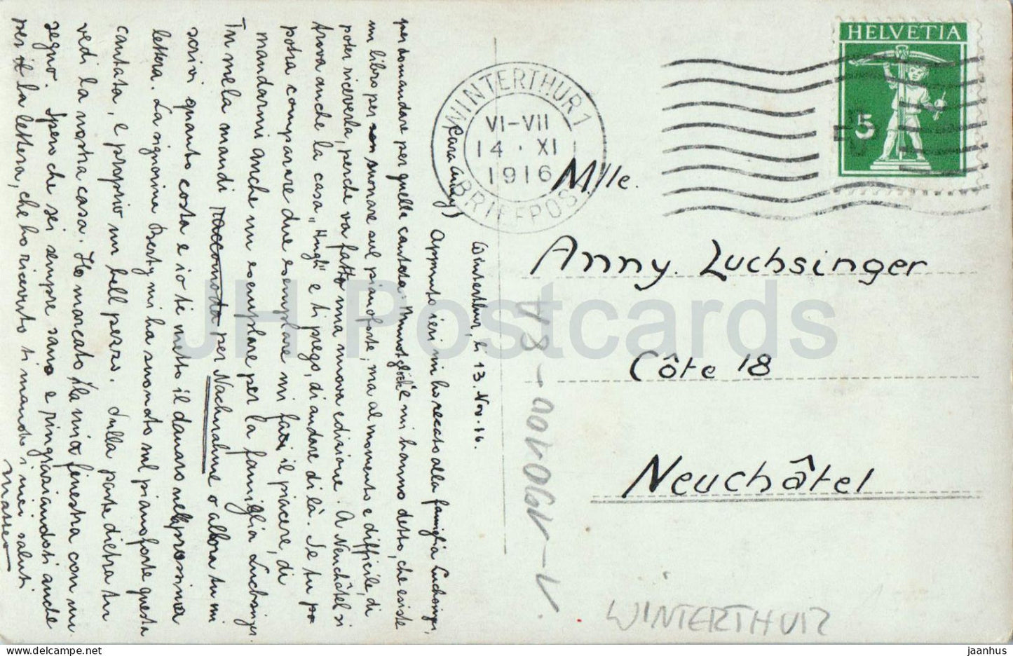 Winterthur - real photo - house - old postcard - 1916 - Switzerland - used