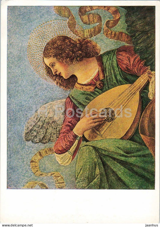 painting by Melozzo da Forli - Angel with Lute - Engel mit Laute - Italian art - 1967 - Germany DDR - used - JH Postcards