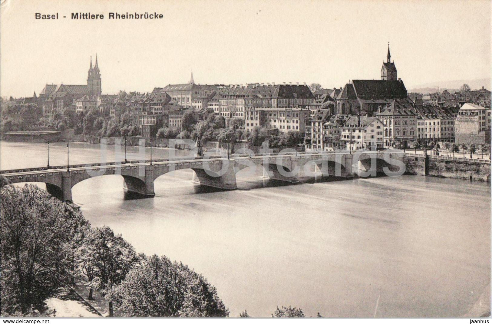 Basel - Mittlere Rheinbrucke - bridge - 4270 - old postcard - Switzerland - unused - JH Postcards