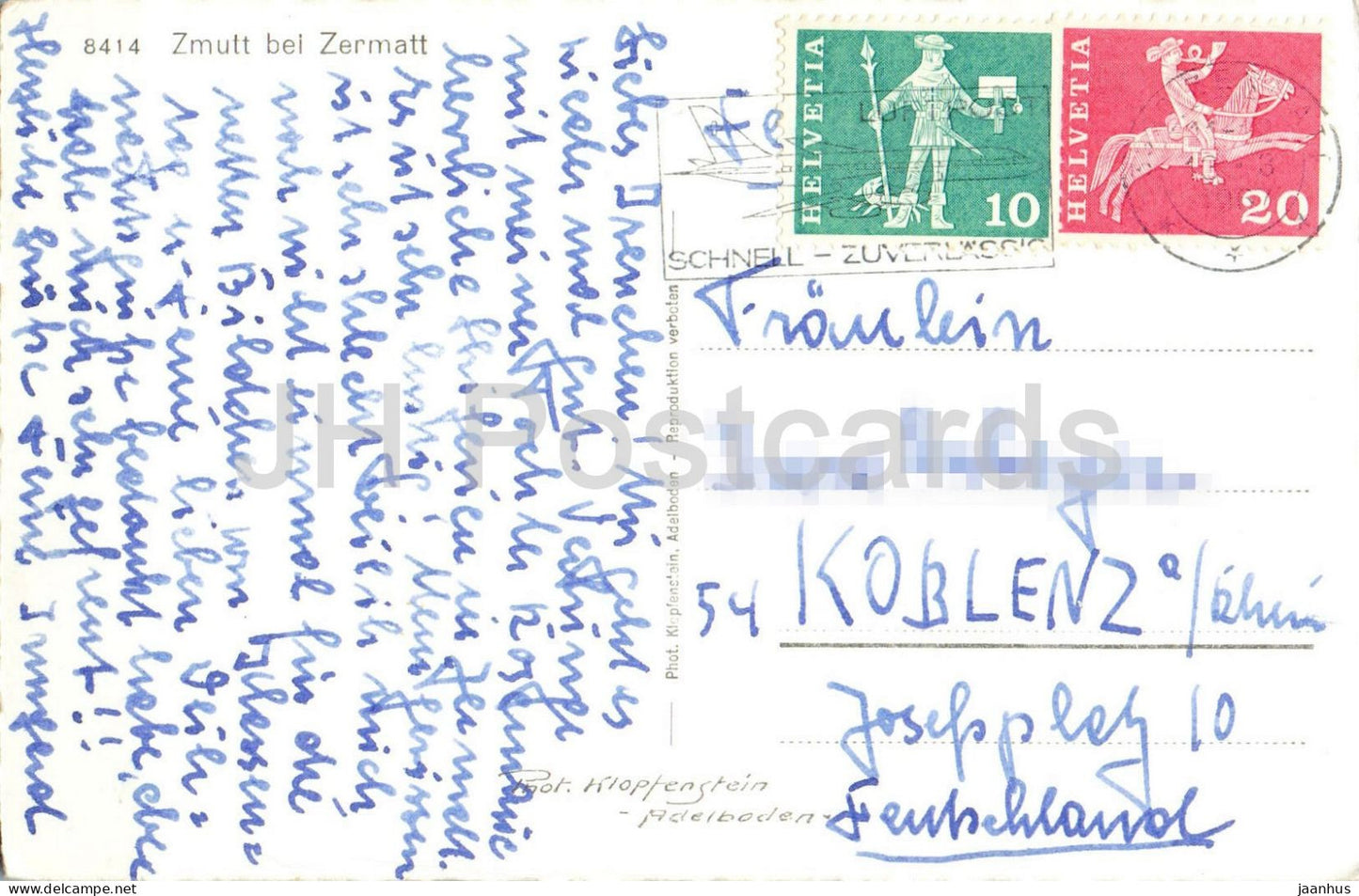 Zmutt bei Zermatt – alpines Dorf – Alpen – Berge – 8414 – 1967 – Schweiz – gebraucht