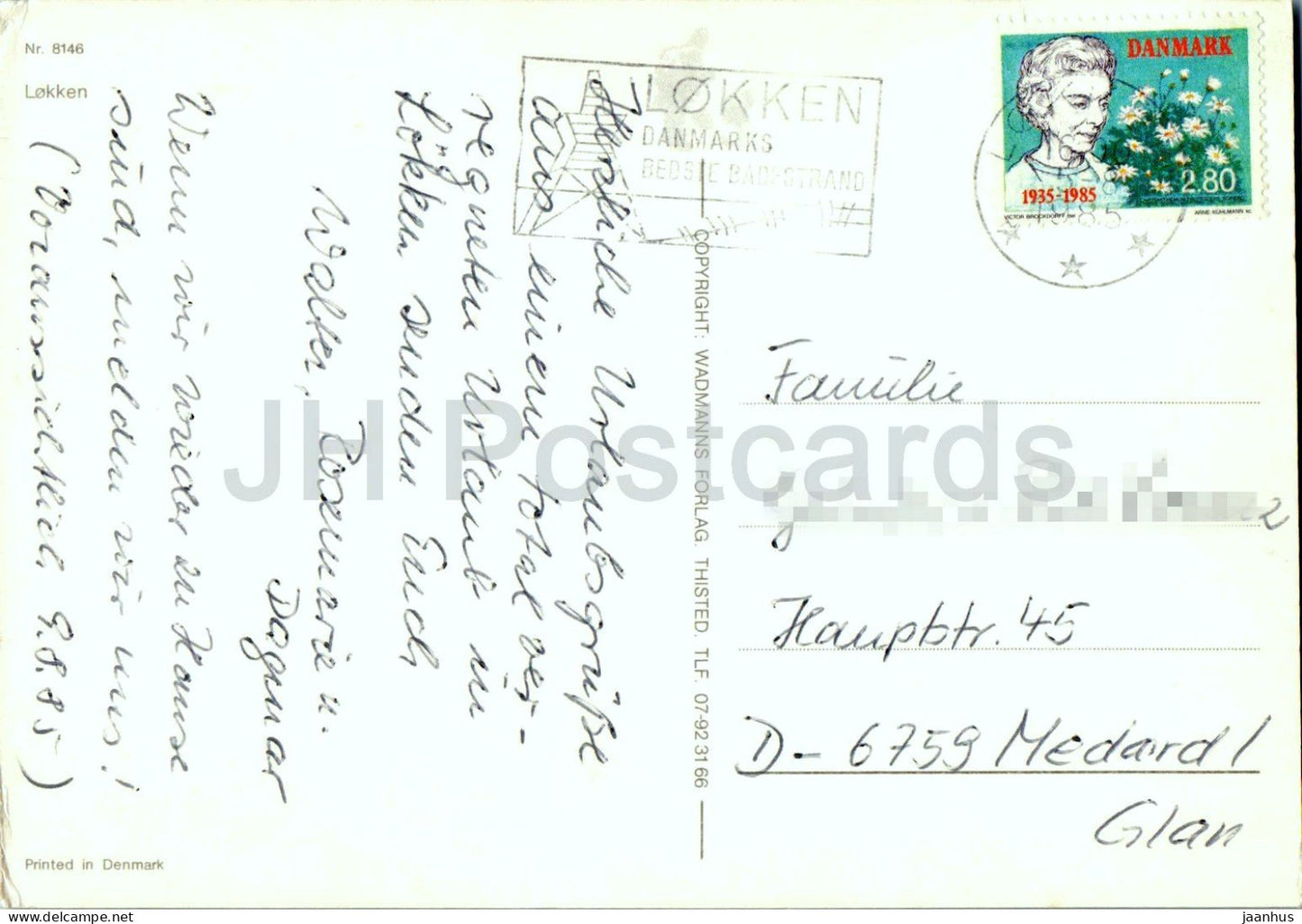 Lokken - Plage - plage - jetée - baigneurs - 8146 - 1985 - Danemark - utilisé