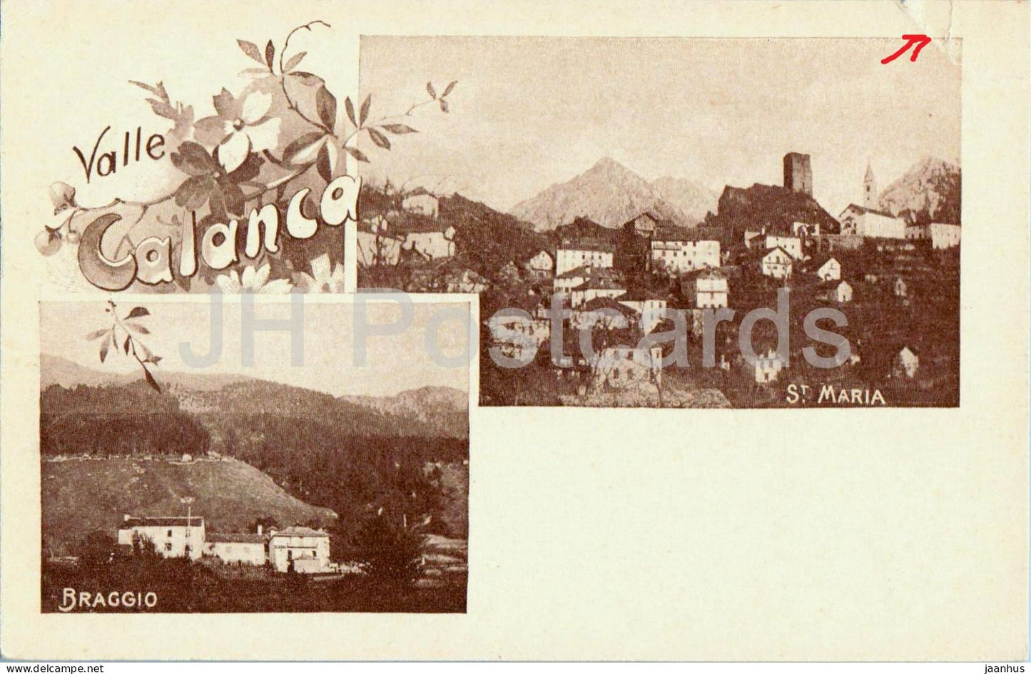Valle Calanca - Braggio et St. Maria - old postcard - Switzerland - unused - JH Postcards