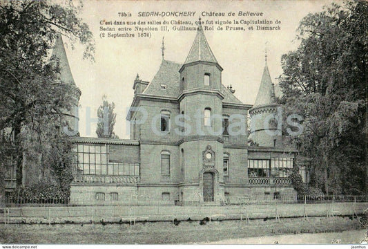 Sedan Donchery - Chateau de Bellevue - castle - 73 - old postcard - France - unused - JH Postcards