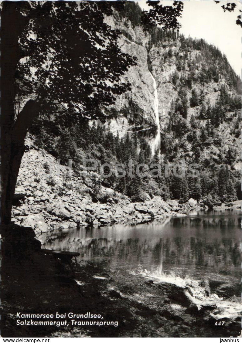 Kammersee bei Grundlsee Salzkammergut Traunursprung - lake - waterfall - 447 - old postcard - Austria - used - JH Postcards