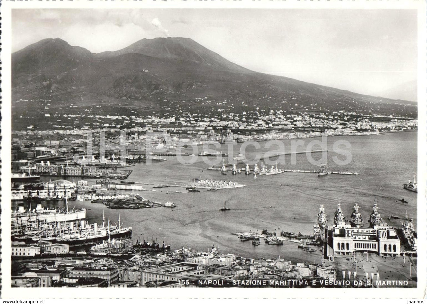 Napoli - Stazione Marittima e Vesuvio da S. Martino - Maritime Station and Mount Vesuvius old postcard - Italy - unused - JH Postcards