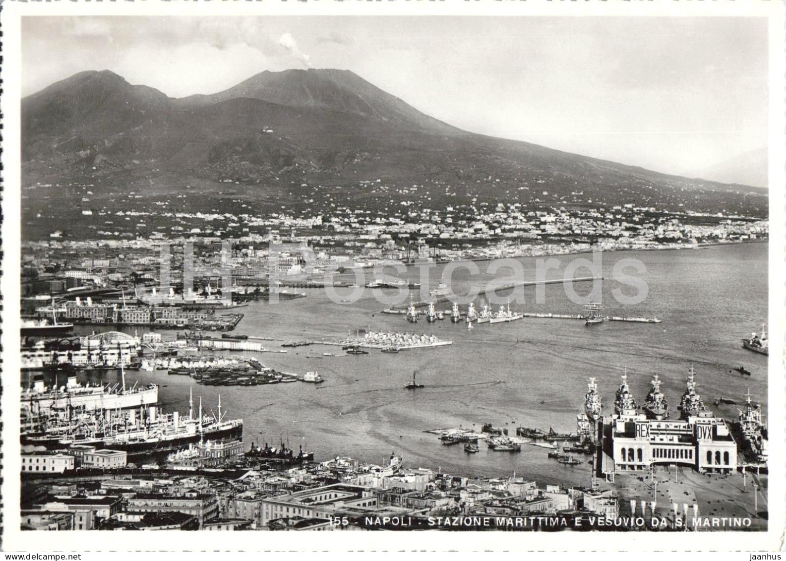 Napoli - Stazione Marittima e Vesuvio da S. Martino - Maritime Station and Mount Vesuvius old postcard - Italy - unused - JH Postcards