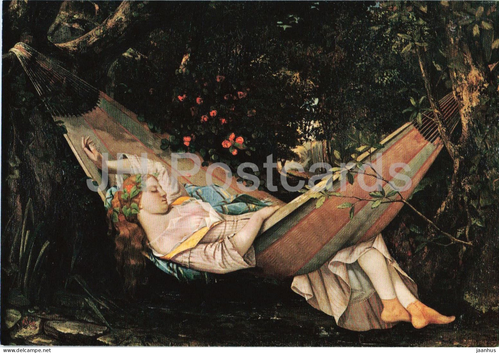 painting by Gustave Courbet - The Hammock - French art - 1970 - Switzerland - unused - JH Postcards