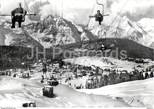 Seefeld i T 1200 m Skilift Gschwandkopf mit Karwendelgebirge - ski lift winter sports mountains - 1961 - Austria - used - JH Postcards