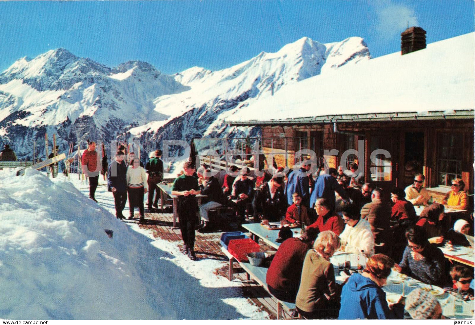 Restaurant und Sonnenterrasse Bergstubli 1700 m - chairlift station - Alps - mountains - 184 - 1974 - Switzerland - used - JH Postcards