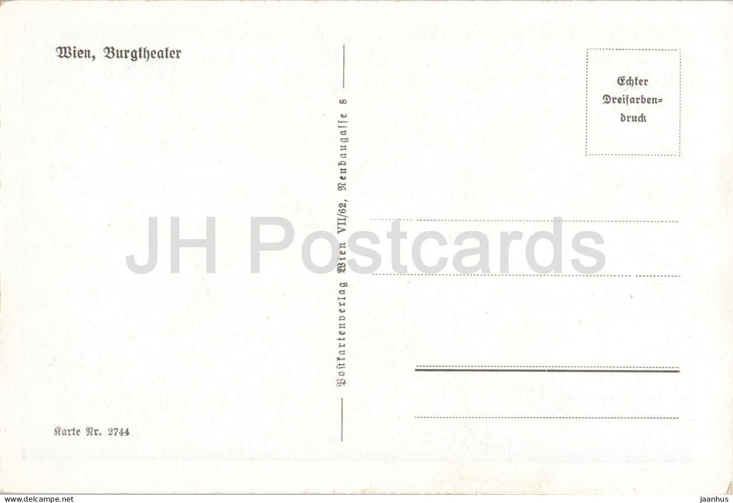 Wien - Vienne - Burgtheater - façade du grand théâtre - 2744 - carte postale ancienne - Autriche - inutilisée 