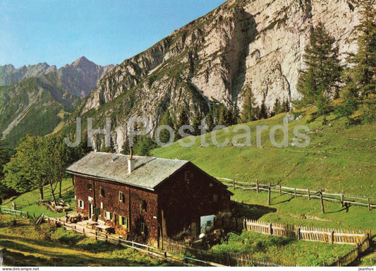Neue Magdeburger Hutte 1633 m am Martinsberg im Karwendel - Tirol - mountain hut alpine landscape 1993 - Austria - used - JH Postcards