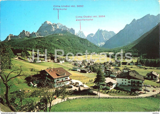 Moos - Moso Sexten mt. 1339 - Cima Undici - Elferkofel - Coma Dodici Dolomites - village - valley - Alps - Italy - used - JH Postcards