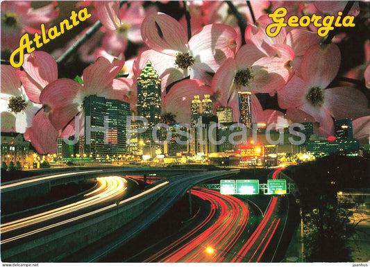 Atlanta Georgia - The Dogwood City skyline night - USA - unused - JH Postcards