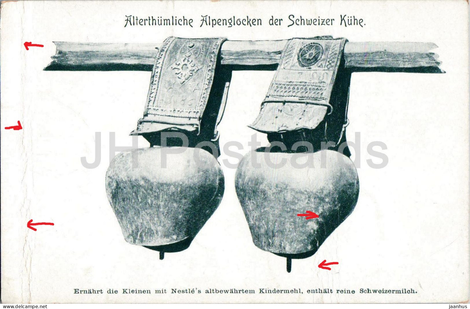 Alterthumliche Alpenglocken der Schweizer Kuhe - Alpine Bells - 13 - old postcard - 1900s - Switzerland - unused - JH Postcards