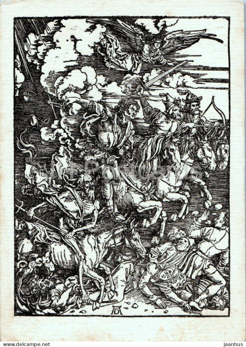 engraving by Albrecht Durer - The Four Horsemen of the Apocalypse - Die vier Reiter - horse - art - Germany - unused - JH Postcards