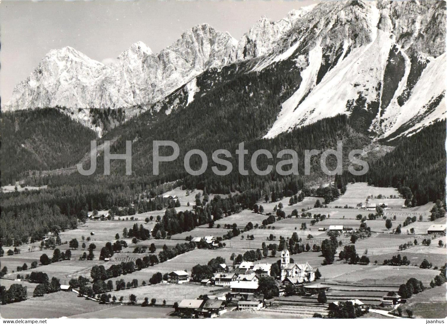 Ramsau am Dachstein - 1200 m gegen Dachsteinsudwande - village - alpine valley - 42781 - old postcard - Austria - unused - JH Postcards
