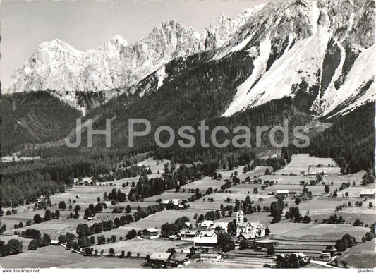 Ramsau am Dachstein - 1200 m gegen Dachsteinsudwande - village - alpine valley - 42781 - old postcard - Austria - unused - JH Postcards
