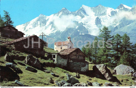 Trift Alp ob Saas Grund mit Blick gegen die Mischabelgruppe - Alps - mountains - 1967 - Switzerland - used - JH Postcards