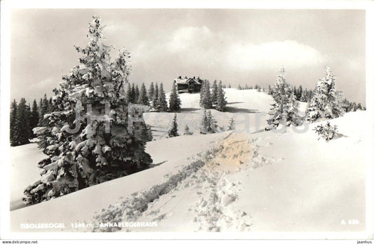 Tirolerkogel 1239 m - Annabergerhaus - winter landscape - mountain hut - 536 - old postcard - 1955 - Austria - used - JH Postcards