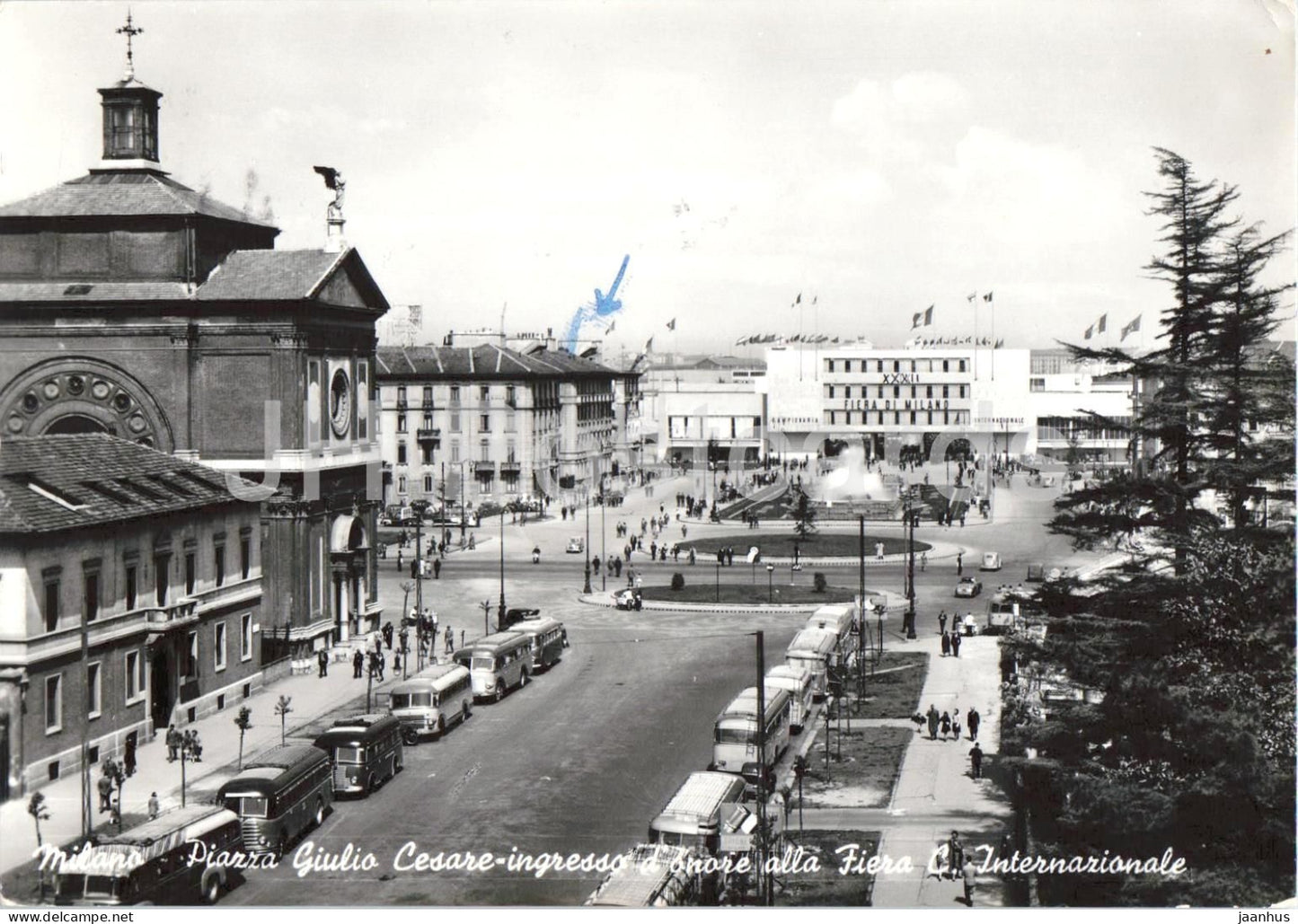 Milano - Piazza Giulio Cesare - Ingresso d’onore alla Fiera Internazionale - bus - Milan - 1955 - Italy - used - JH Postcards