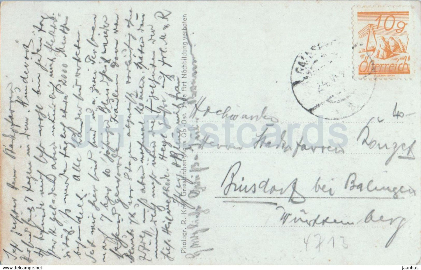 Château de Gallspach - Carte postale ancienne - Années 1920 - Autriche - Utilisée 