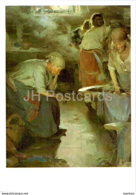 painting by A. Arkhipov - Laundresses - Russian art - 1985 - Russia USSR - unused - JH Postcards