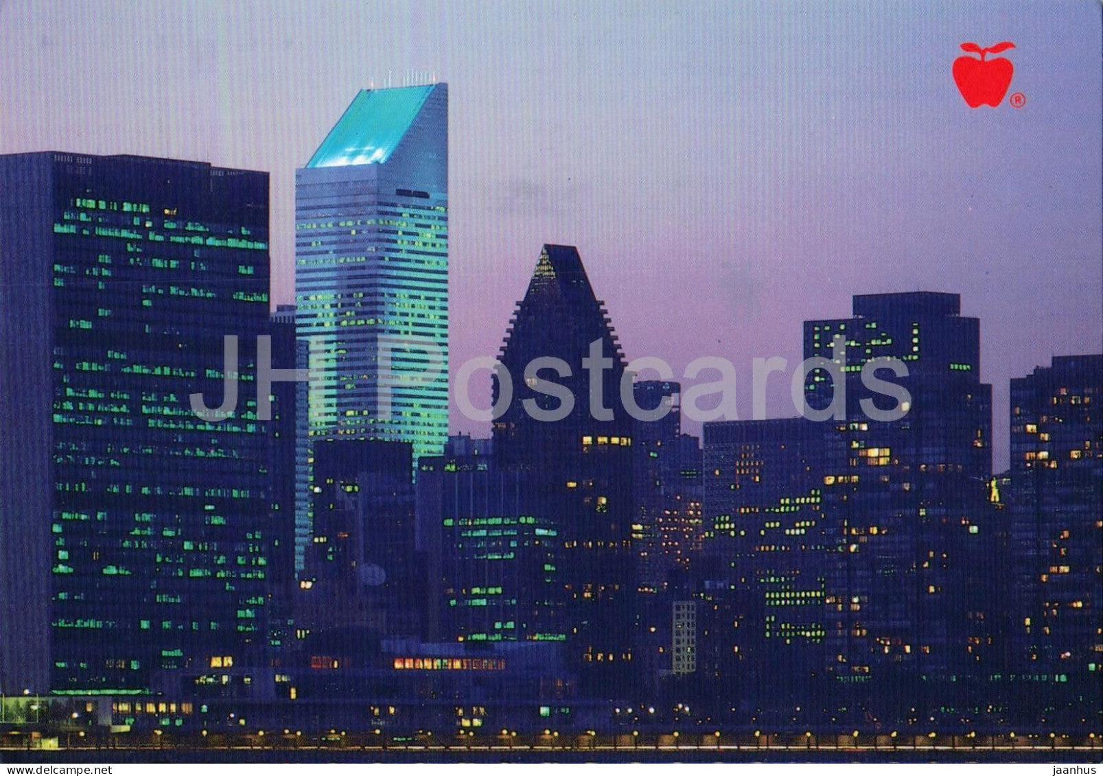 New York City skyline - Sundown In Manhattan - Apple Prints - 1987 - USA - used - JH Postcards