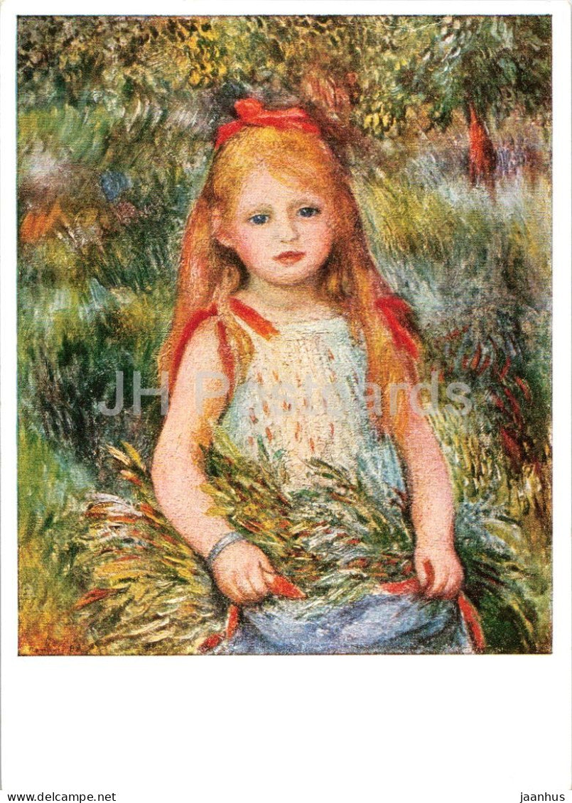 painting by Auguste Renoir - Madchenbildnis - Portrait of a Child - French art - 63 - old - Germany - unused - JH Postcards