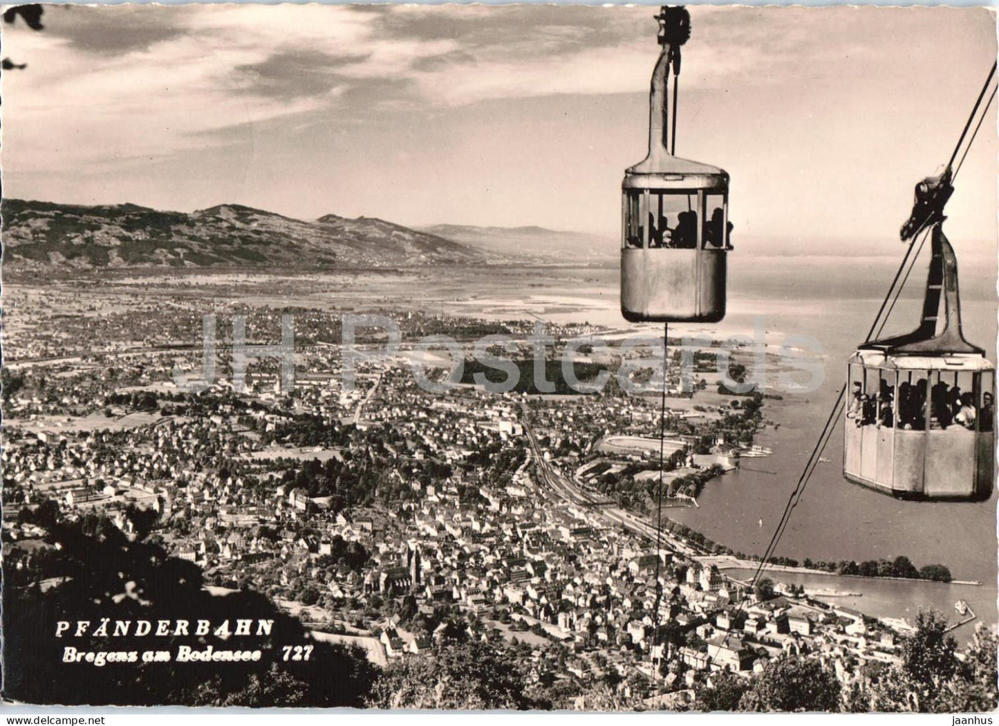 Pfanderbahn Bregenz am Bodensee - cable car Bregenz on Lake Constance - cable car - 727 - 1959 - Austria - used - JH Postcards