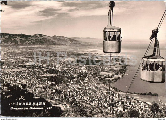 Pfanderbahn Bregenz am Bodensee - cable car Bregenz on Lake Constance - cable car - 727 - 1959 - Austria - used - JH Postcards
