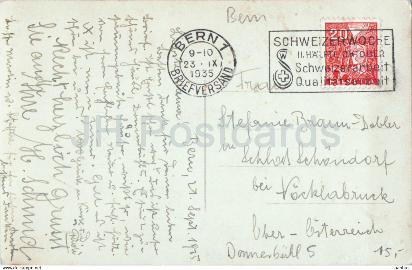 Berne - Donnerbuhlweg - maison - photo - carte postale ancienne - 1935 - Suisse - utilisée 