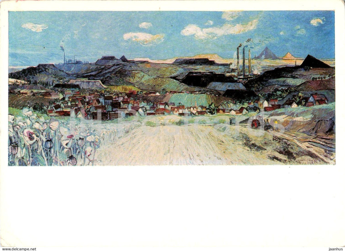 painting by Wilhelm Schmied - Mansfelder Land - German art - 1962 - Germany DDR - unused - JH Postcards