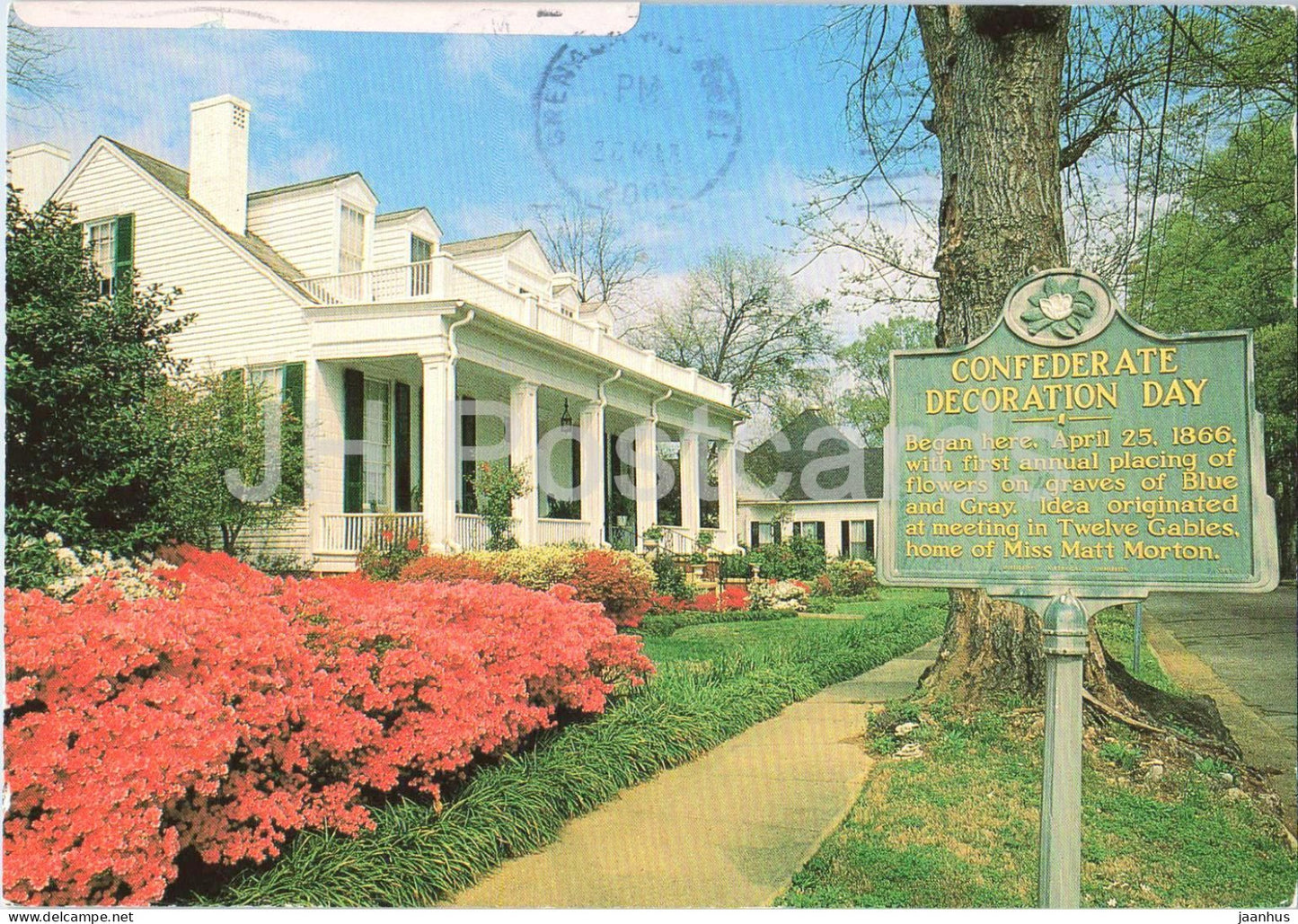 Twelve Gables - Confederate Decoration Day - Columbus Mississippi - 2001 - USA - used - JH Postcards