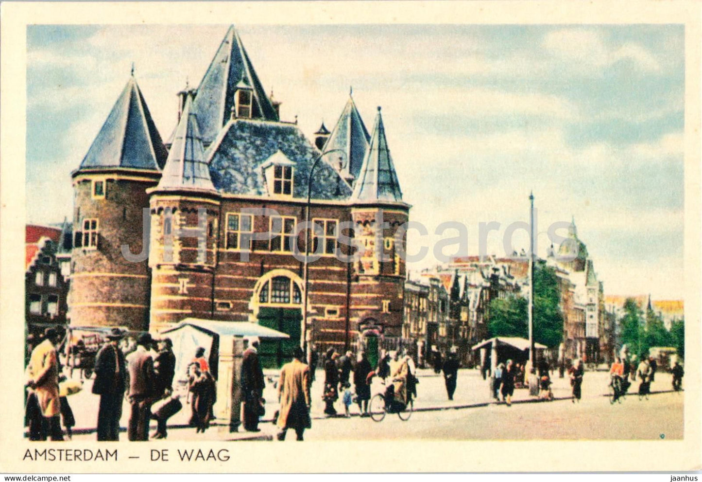 Amsterdam - De Waag - The Weigh House - historic building city view - old postcard - 1950s - Netherlands - unused - JH Postcards