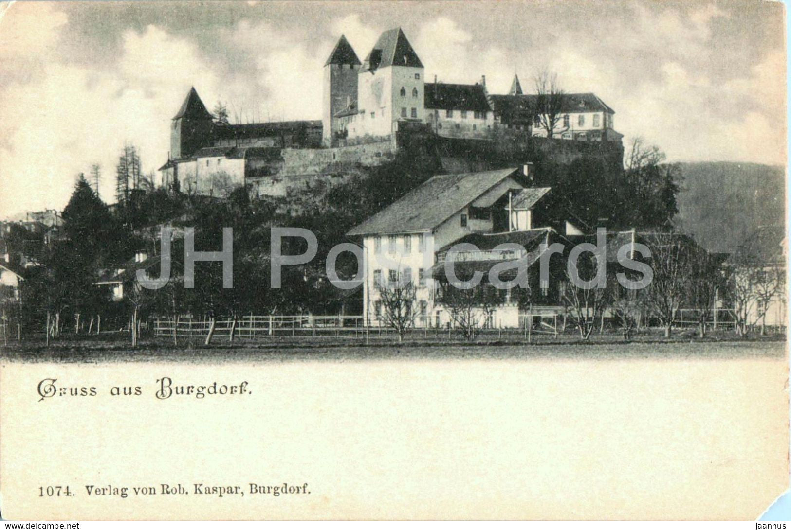 Gruss aus Burgdorf - castle - 1074 - old postcard - 1900s - Switzerland - unused - JH Postcards