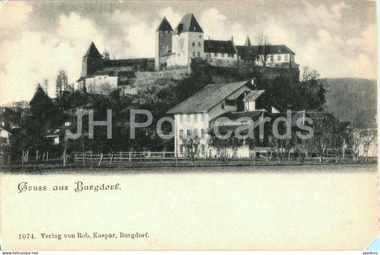 Gruss aus Burgdorf - castle - 1074 - old postcard - 1900s - Switzerland - unused - JH Postcards