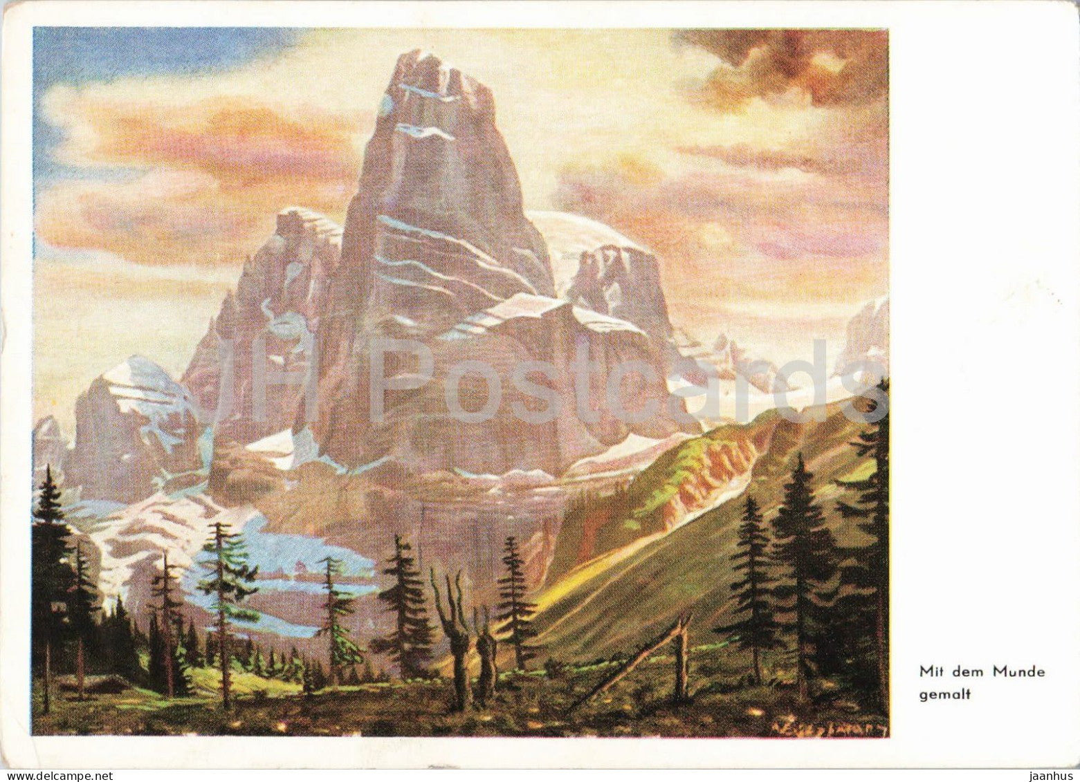 painting by Arnulf Erich Stegmann - Madonna di Campiglio - mountain landscape - Austrian art - 444 - Austria - unused - JH Postcards