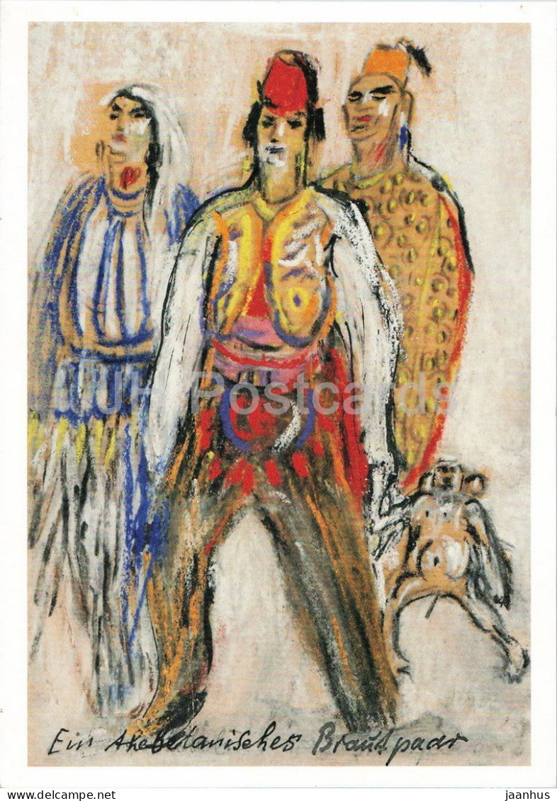 drawing by Else Lasker Schuler - A Theban Bridal Couple - Ein thebanisches Brautpaar - 2013 - Germany - used - JH Postcards